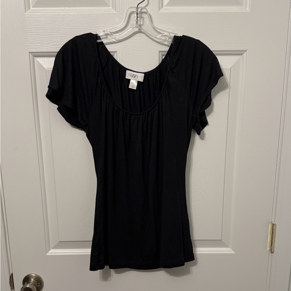 LOFT Black Scoop Neck T-Shirt